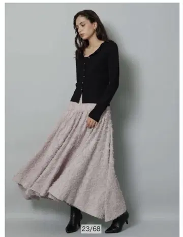 Arpege story 플러피 플레어 스커트 ss 사이즈 스모크 핑크
