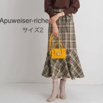Apuweiser-riche 체크 하이웨스트 머메이드 스커트