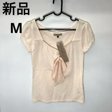 [ 정가 5775엔 ] 리본 크림색 반팔 상의 M S2