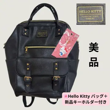 새상품급 헬로키티 인조 가죽 백팩 블랙