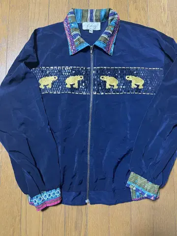 코끼리 자수 네이비 자켓 구제 의류 vintage 빈티지