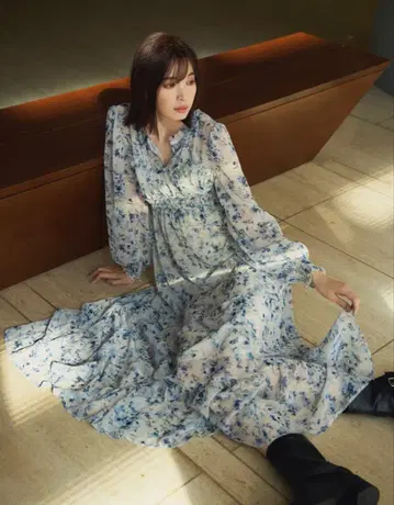 코코딜 프릴 디자인 플라워 프린트 원피스