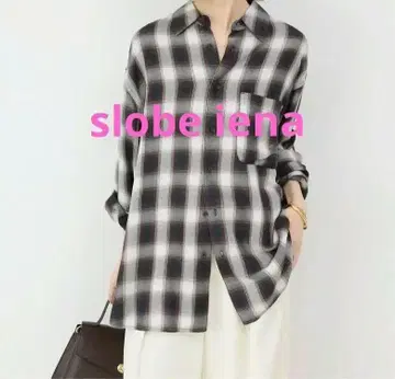 slobe iena 드레이프 체크 루즈 셔츠 네이비 최종 가격 인하