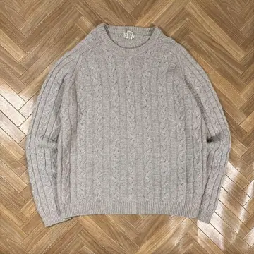 홍콩제 엘엘빈 크루넥 스웨터 램스울 피셔맨 니트