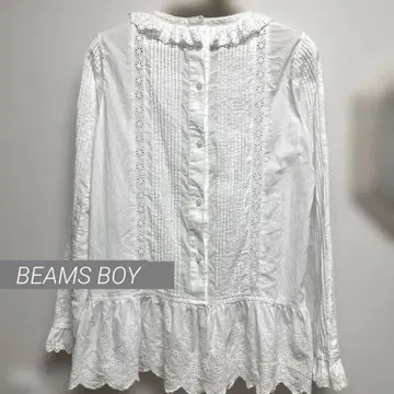 새상품급 BEAMSBOY 레이스 블라우스 플리츠 프릴