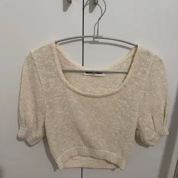 MISCHIEF 반팔 니트 아이보리