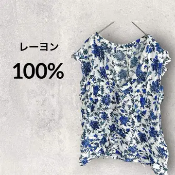 꽃무늬 슬리브리스 상의 100% 레이온