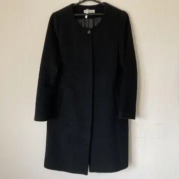 블랙 노카라 롱 코트