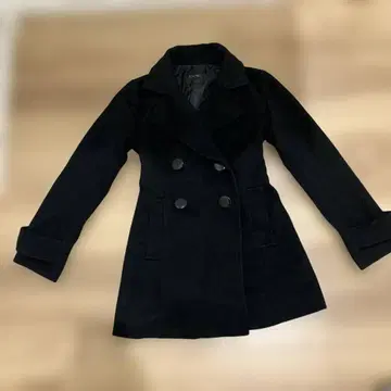 & by P&D 블랙 더블 브레스트 피 코트