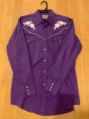 빈티지 웨스턴 셔츠 긴팔 보라색 자수