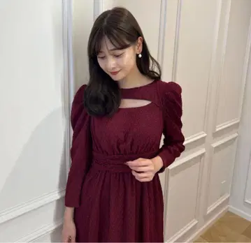 Herlipto 자카드 컷아웃 시폰 드레스