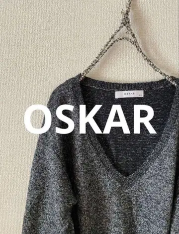 OSKAR V넥 긴팔 니트 스웨터 그레이 계열