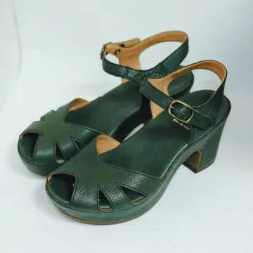 SAYA 다크 그린 뮬 중간 힐 S 22.5cm