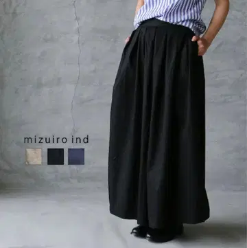mizuiro ind 와이드 턱 플레어 팬츠 블랙