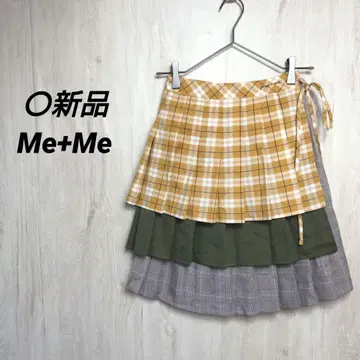 Me+Me 비대칭 체크 무늬 플리츠 랩 스커트
