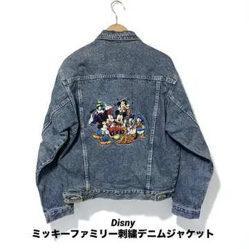 디즈니 미키 패밀리 집합 자수 데님 자켓 빈티지 G