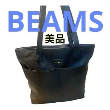 인기 BEAMS 블랙 가죽 토트백