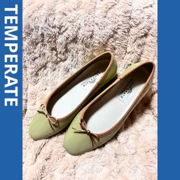 TEMPERATE 레인슈즈 리본 포함 라이트 그린 플랫슈즈
