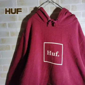 HUF 하프 후드티 풀오버 보르도 센터 로고