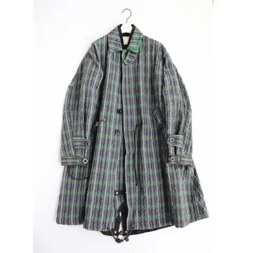 sacai man 사카이 맨즈 엠보싱 가공 스텐카라 코트 체크 무늬