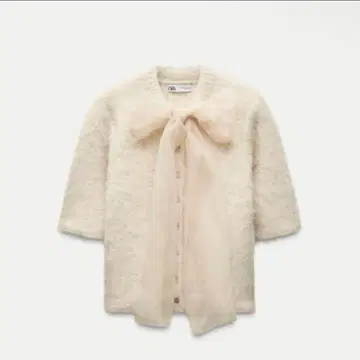 ZARA 오간자 리본 니트 자켓 S