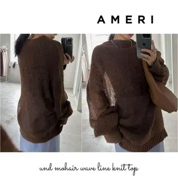 UND MOHAIR WAVE LINE KNIT TOP AMERI