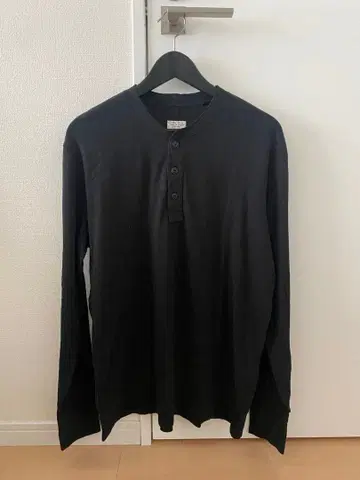 [ rag & bone ] 남성용 헨리넥 블랙 긴팔 티셔츠