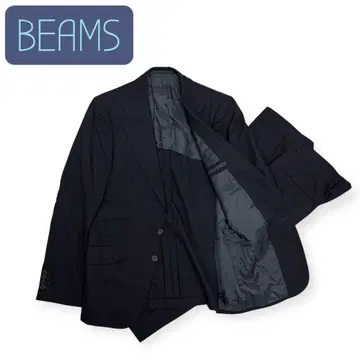 BEAMS 스트라이프 수트 셋업 자켓 슬랙스 네이비