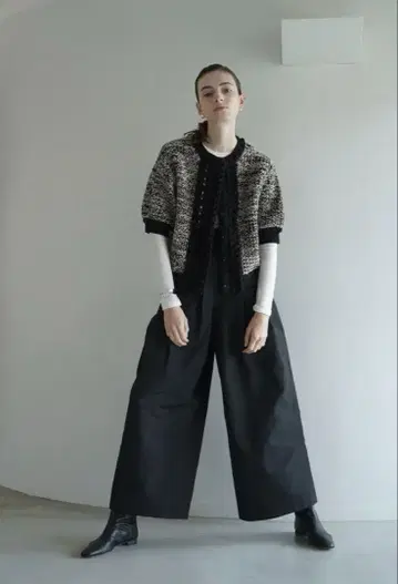 CLANE DOT LINE HALF SLEEVE KNIT CARDIGAN