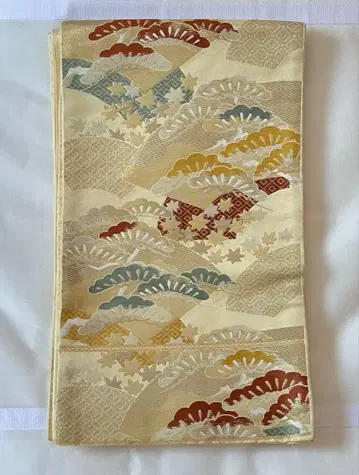 단풍 소나무 패턴 육통 후쿠로 오비 금실 은실