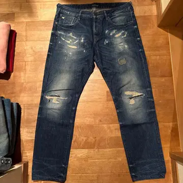 SCOTCH&SODA 데미지 가공 스트레이트 데님 W33 L32