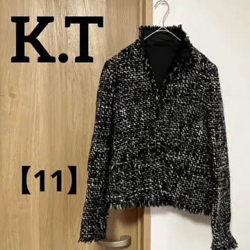 K.T [ 11 ] 노카라 블랙 화이트 트위드 자켓