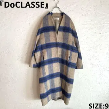 [ DoCLASSE ] 샤기 노카라 코트 체크 무늬 롱 코트 9