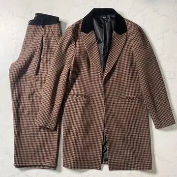 [ 새상품급 ] 그램 체스터 코트 팬츠 셋업 하운드투스 벨로아 절개