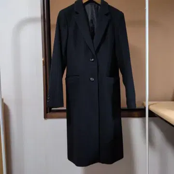 리사이클 울 싱글 버튼 체스터 코트 블랙