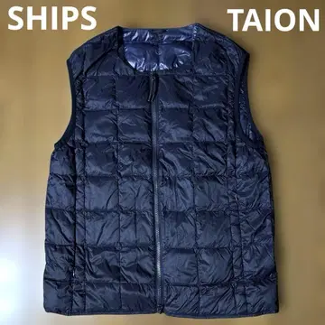 SHIPS TAION 별주 다운 베스트 더블 지퍼 네이비 타이온