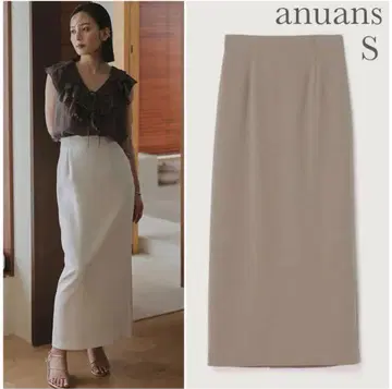 anuans 아뉴앙스 더블 새틴 타이트 스커트 베이지 S