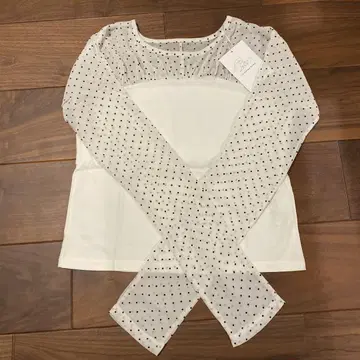 새상품 La boutique BonBon 뷔스티에풍 쉬폰 도트 티셔츠