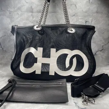 레어 새상품급 JIMMY CHOO 메쉬 토트백 파우치 숄더 포함