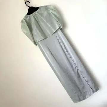 택 포함 새상품 petirobe 라이트 그린 셋업 시스루 새틴 드레스