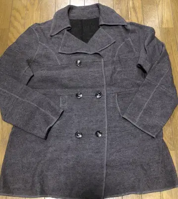 울 100% 라이트 브라운 더블 브레스트 피코트 M 사이즈