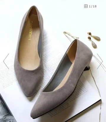 포인티드 토 펌프스 3cm 힐 스웨이드 24.0cm 24.5cm