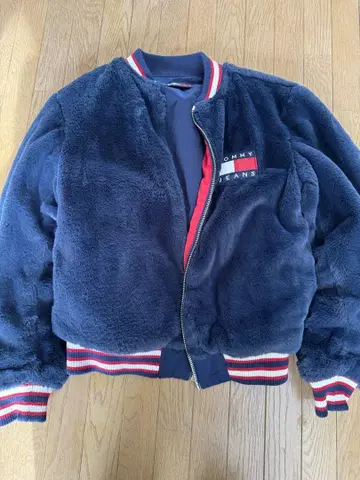 TOMMY JEANS 플리스 봄버 자켓 네이비