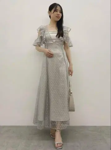 dazzlin 2WAY 슬리브 전개 레이스 드레스 그레이