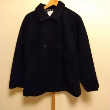 울 더블 브레스트 피코트 블랙