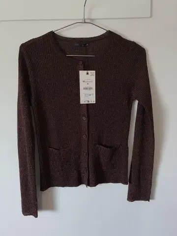 미사용 새상품 ZARA 자라 메탈릭 실 가디건 M