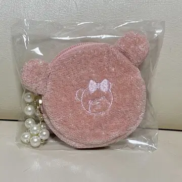 마유코 셔닐 베어 참 파우치 로제 샴페인