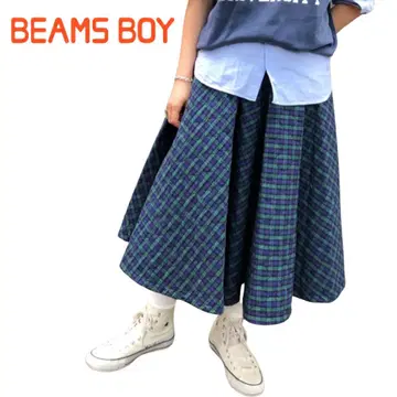 [ BEAMS BOY ] 체크 퀼팅 서큘러 스커트