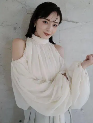 anuans 쉬폰 볼륨 블라우스 에크루