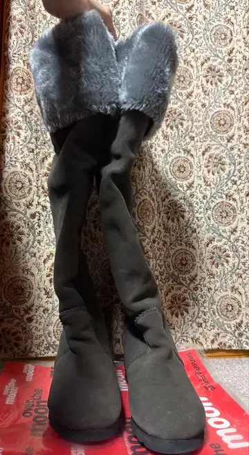 할인 퍼 포함 스웨이드 롱 부츠